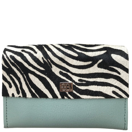 Owen Barry Small Vermont Leather Purse - Zebra Mini Duck Egg