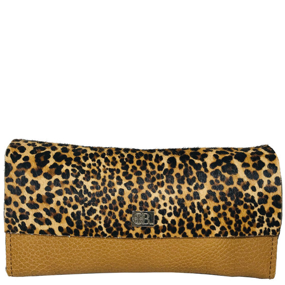 Owen Barry Large Vermont Leopard on Toffee Leather Purse