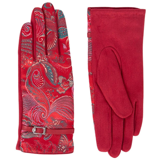 Pia Rossini Ayla Floral Gloves - Red