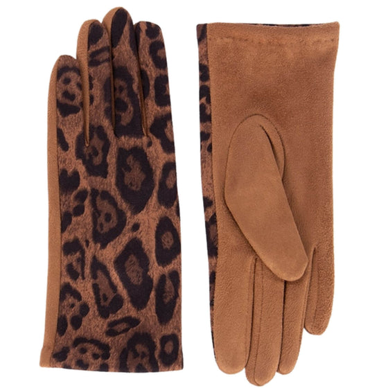 Pia Rossini Cleo Tan Leopard Print Gloves