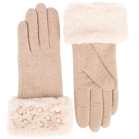 Pia Rossini Jasmin Honey Gloves With Faux Fur