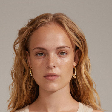 Pilgrim Ana Gold Pearl & Crystal Hoop Earrings