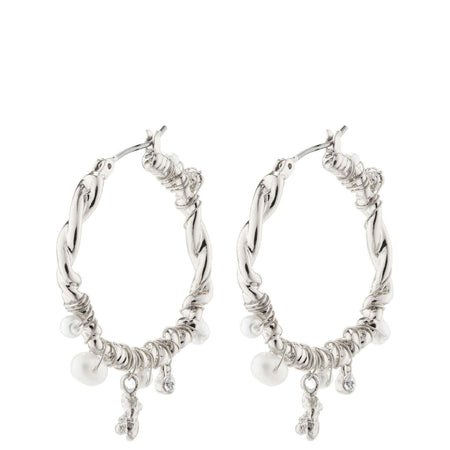 Pilgrim Ana Silver Pearl & Crystal Hoop Earrings