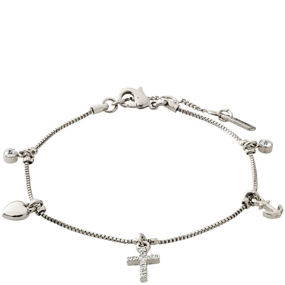 Pilgrim Anet Silver Crystal Cross Bracelet