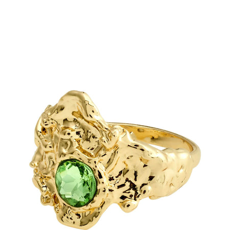 Pilgrim Anne Sophie Gold Green Crystal Ring