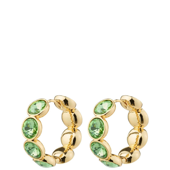 Pilgrim Callie Gold Green Crystal Hoop Earrings