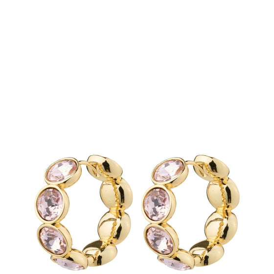Pilgrim Callie Gold Pink Crystal Hoop Earrings