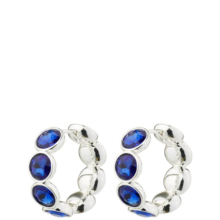 Pilgrim Callie Silver Blue Crystal Hoop Earrings