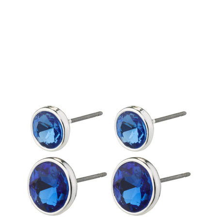 Pilgrim Callie Silver Blue Crystal Stud Earring Set