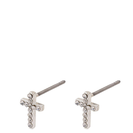 Pilgrim Clara Silver Crystal Cross Stud Earrings