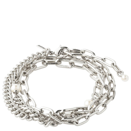 Pilgrim Enchantment Freshwater Pearl & Chunky Chain Bracelet - Silver