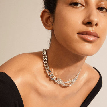 Pilgrim Friends Chunky Curb Chain Silver Necklace