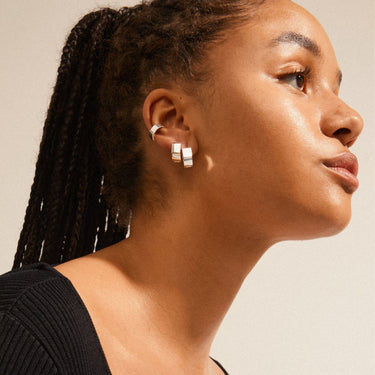 Pilgrim Friends Chunky Wide Silver Hoop Earrings & Cuff