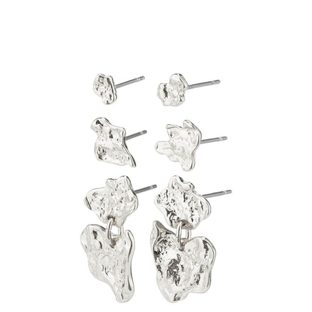 Pilgrim Horizon Triple Earrings Set - Silver