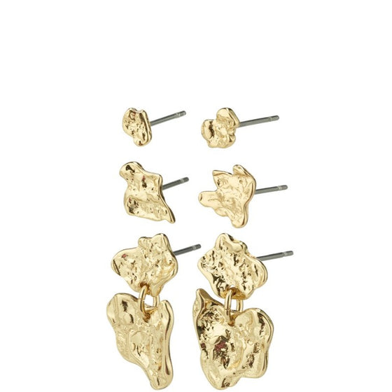 Pilgrim Horizon Triple Earrings Set - Gold
