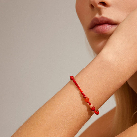 Pilgrim Indiana Bead Bracelet - Red