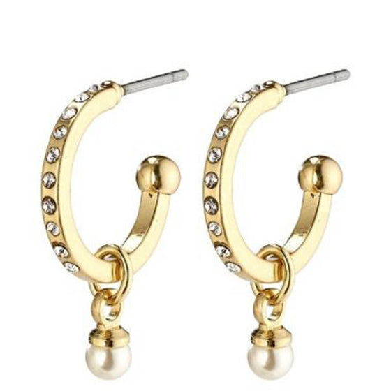 Pilgrim Lacey Gold Pearl Small Hoop Earrings