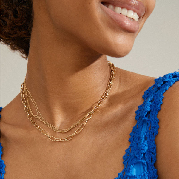 Pilgrim Pause Gold Cable & Curb Chain Necklace