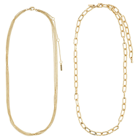 Pilgrim Pause Gold Cable & Curb Chain Necklace