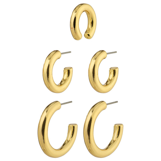 Pilgrim Reconnect Gold Chunky Hoops & Ear Cuff