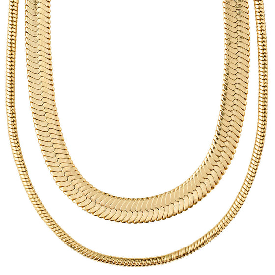 Pilgrim Reconnect Gold Chunky Snake Necklace (2 chains)