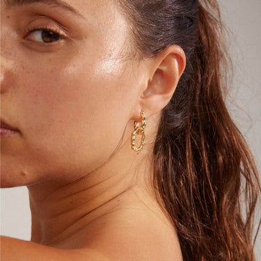 Pilgrim Reflect Gold Hoop Link Earrings