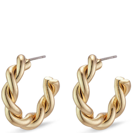 Pilgrim Skuld Gold Chunky Twist Hoop Earrings