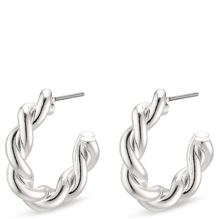 Pilgrim Skuld Silver Chunky Twist Hoop Earrings