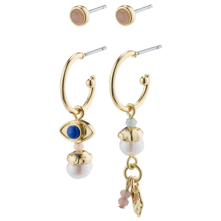 Pilgrim Thankful Asymmetric 2 in 1 Gold Set Earrings