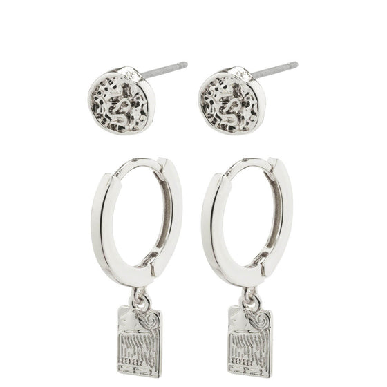 Pilgrim Valkyria 2 in 1 Silver Earrings