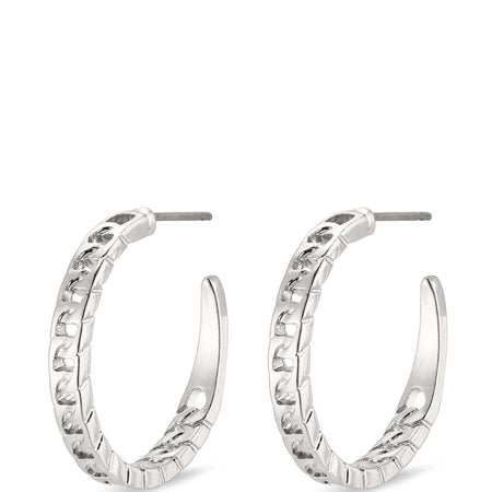 Pilgrim Silver Chain Effect Hoop Earrings