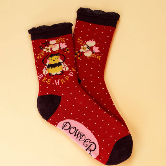 Powder Bee Happy Ankle Socks