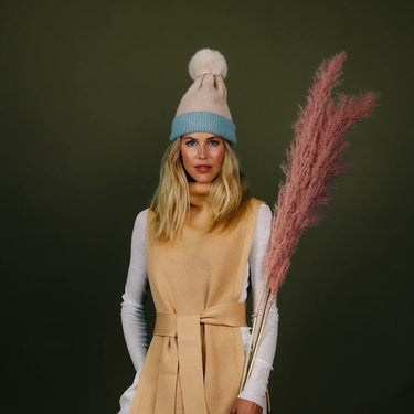 Powder Bonnie Pom Pom Hat - Cream Ice