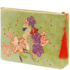 Powder Cockatoo Velvet Zip Pouch - Green