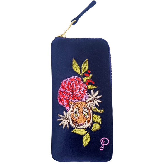 Powder Floral Tiger Face Sunglasses Pouch