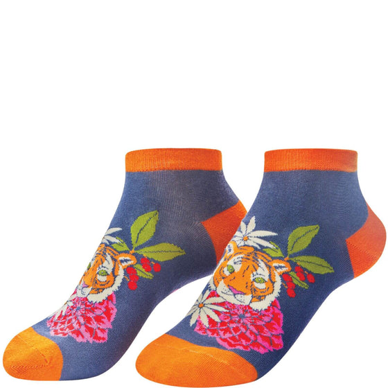 Powder Floral Tiger Trainer Socks