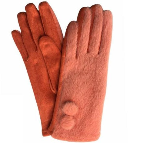 Powder Grace Faux Fur Gloves - Tangerine