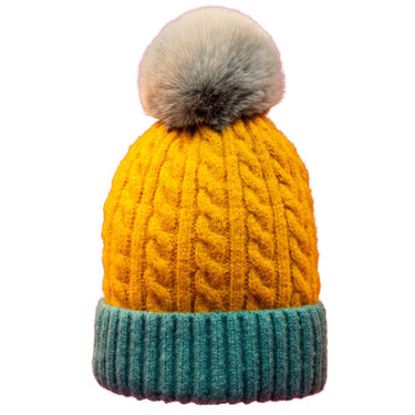 Powder Greta Bobble Hat - Mustard Teal
