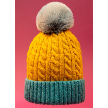 Powder Greta Bobble Hat - Mustard Teal