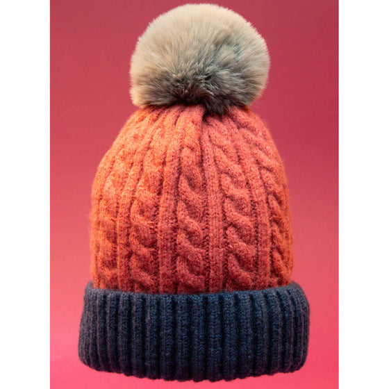 Powder Greta Bobble Hat - Rose Navy