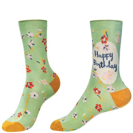 Powder Happy Birthday Sage Green Ankle Socks