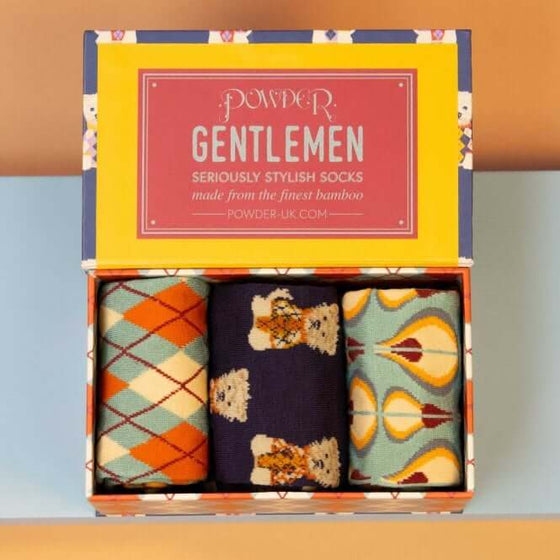 Powder Gents Socks Gift Box - Argyll Westie