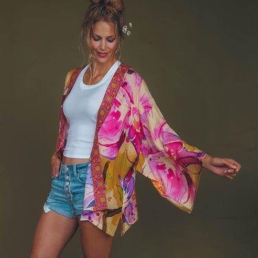 Powder Orchid Kimono - Mustard