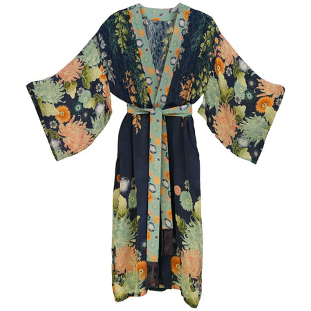 Powder Wisteria Kimono Jacket - Navy