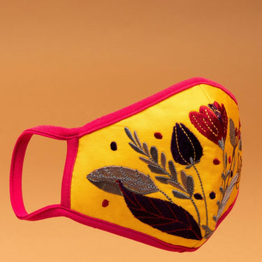 Powder Yellow Floral Face Covering
