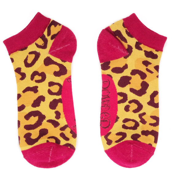 Powder Leopard Print Trainer Socks