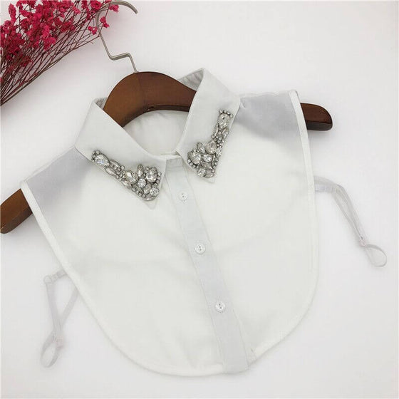 White Cotton Collar - Crystal