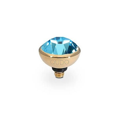 Qudo Bottone 10mm Gold Topper - Aquamarine