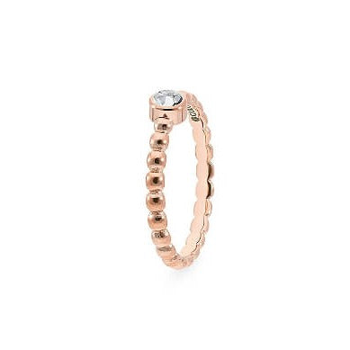 Qudo Matino Deluxe Rose Gold Ring - Clear Crystal