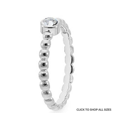 Qudo Matino Deluxe Silver Ring - Clear Crystal
